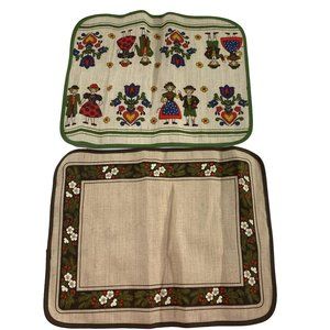 Walterscheid German Placemats Set of 2 Couple Floral Green Brown Whimsical